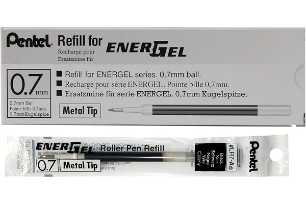 Refills for Pentel EnerGel Gel Pens, 0.7mm, Black Ink, 12PK