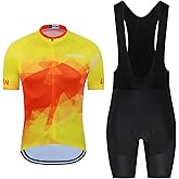 Men's Cycling Jersey Sets Road Bike Jersey Bibs + Shorts with 20D Gel Pad MTB Riding Clothing Kit