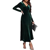 UUXQOYGR Women Velvet Maxi Dress Long Sleeve