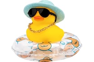 wonuu Car Rubber Duck Car Duck Decoration Dashboard Car Ornament for Car Dashboard Decoration Accessories with Mini Bachelor Cap Necklace and Sunglasses