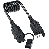 4 Pin Trailer Wire Extension, Retractable Extension Cable with Dust Cover | Flat Trailer Plug Trailer Wire Extension Harness, 18 Guage Male and Female Wiring Harness Adapter（2.3FT）
