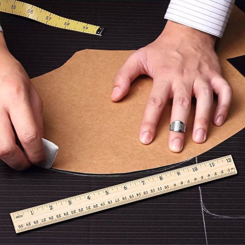 PRALB 25pcs 2Scale (12Inch and 30CM) Wood Rulers Wooden Ruler School Rulers Office Rulers and 6Pcs Clothing Measuring Rulers,Soft Tape Measure for Office and Home