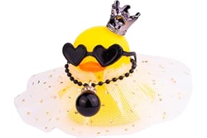 CoFuBcad Rubber Duck Car Dashboard Decoration, Duck Car Ornament with Mini Crown Skirt Necklace Glasses for Cute Car Accessories