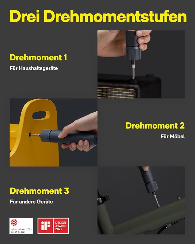 Elektrischer Schraubendreher Set mit 25 Magnetische Bits, LED-Licht