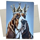 Whitman and Daughter Funny Basset Hound Greeting Card (1 Premium Card, 5X7 Inch) king dog birthday card blank for every occasion like birthday, thank you, or thinking of you - 840