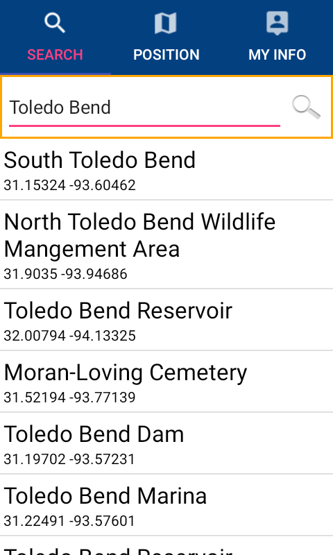 Toledo Bend Reservoir Gps