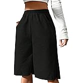 SOFIA'S CHOICE Women's Wide Leg Sweat Shorts Jogger Athletic Bermuda Short Pants with Pockets