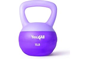 Yes4All Soft Kettlebell, PVC Kettlebells Exercise Weights & Color-Coded Strength Training Soft Kettlebells with 4 Options (5,