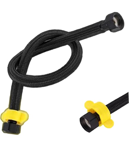 LESANGBAIHUODIAN Braided Flexible Water Supply Hose – G1/2 Connector, Nylon Braided Exterior, EPDM Inner Tube, 30cm/50cm/60cm, For Toilet, Faucet, Kitchen, Bathroom (Black, 30cm)