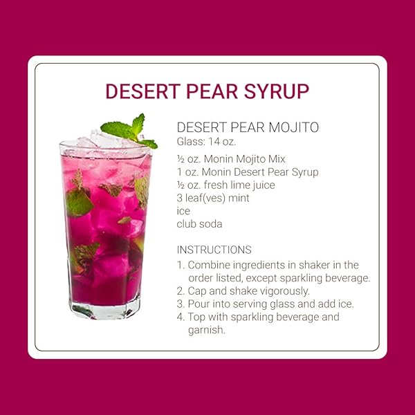 MONIN – DESERT PEAR SYRUP, BOLD FLAVOR OF PRICKLY PEAR CACTUS, NATURAL FLAVORS, GREAT FOR ICED TEAS, LEMONADES, COCKTAILS, MOCKTAILS, AND SODAS, NON-GMO, GLUTEN-FREE (1 LITER)