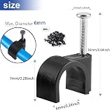 Elezenioc Round Cable Clips 100Pcs 6mm Nail Clips Cable Management Black view 2
