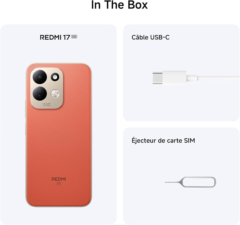 REDMI 17 5G, Smartphone 4+256 Go, Noir, Batterie 7500 mAh, Charge 45 W