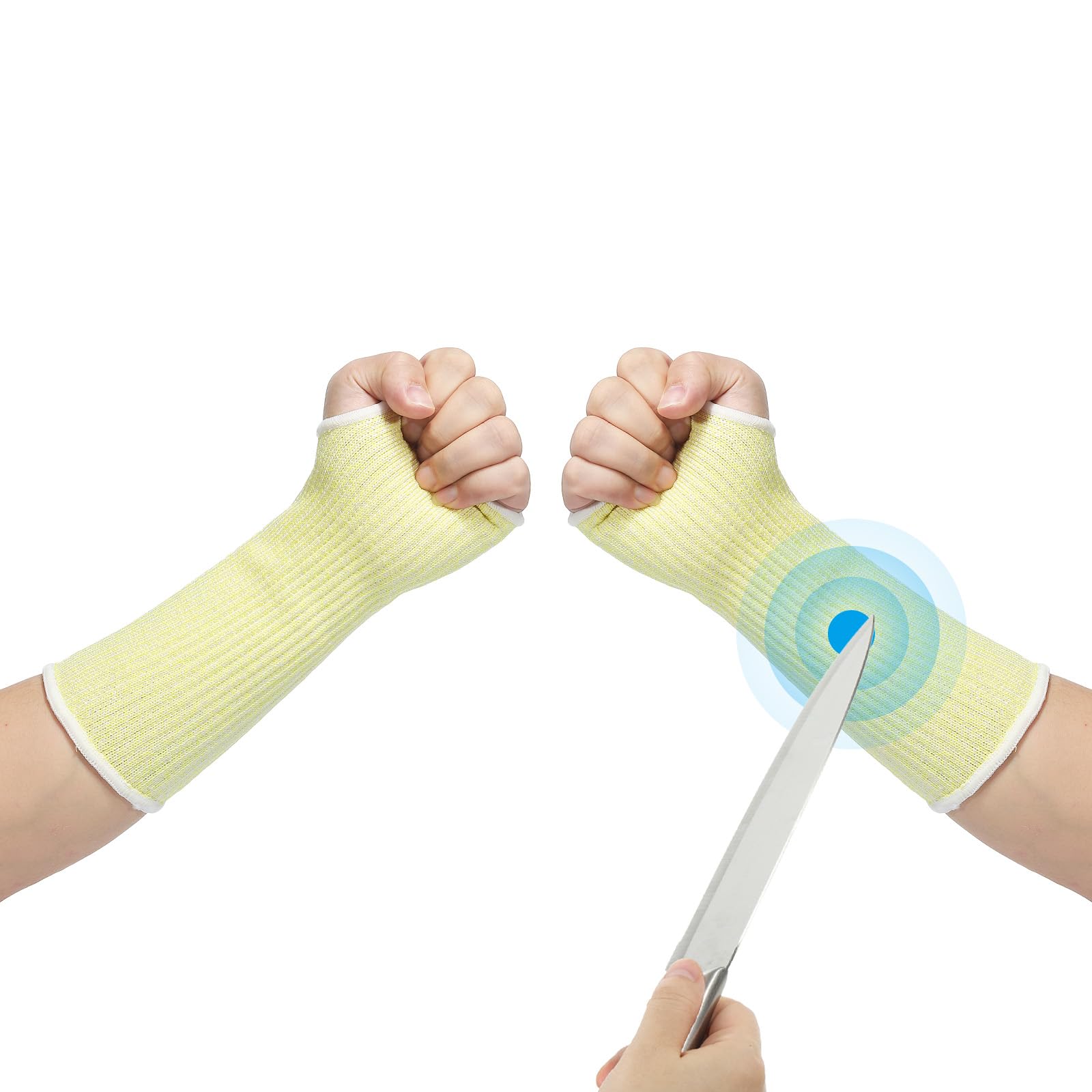 PATIKIL 10 Inch Cut Resistant Sleeve, Arm Safety Protectors Sleeves with Thumb Hole Level 5 Protection Forearm Guard Sleeves for Thin Skin and Bruising, XS, Yellow — image 1