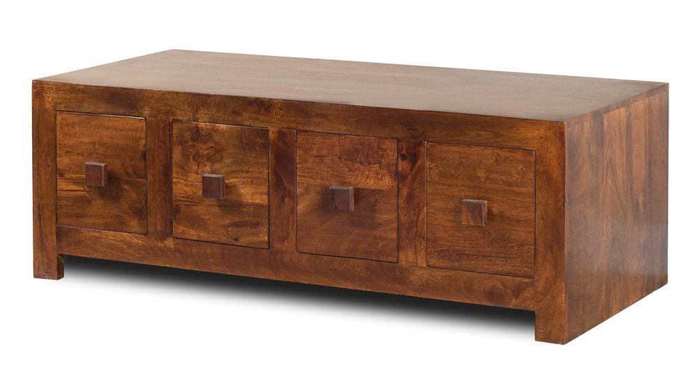 Solid Mango Wood Coffee Table With Drawers Indian Furniture