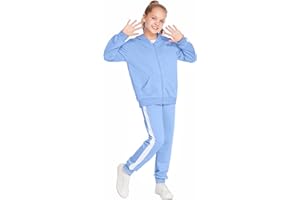 Boyoo Girls 2PCS Tracksuit Athletic Sweatsuits Sets Zip-up Hooded Sweatshirt and Jogger sweatpant Outfits for 5-13 Years