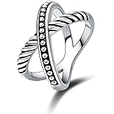 UNY JEWEL Twisted Cable Criss Cross Caviar Dots Ring Designer Inspired Women Bands Eternity Statement Jewelry