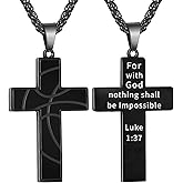 GLITTO Basketball Cross Necklace for Boys Men, Stainless Steel Bible Verse Pendant Chain, Christian Religious Jewelry Gifts for Son Teen Boys