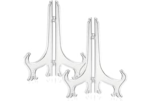 RIGHTWELL 2PCS Plate Stand for Display - Plastic Easels Plate 6'' - Folding Display Stands for Plates, Pictures, Frames & Dec