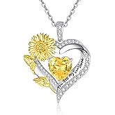 AENEAS Sunflower Necklaces for Women Sterling Silver You Are My Sunshine Necklace Sunflower Birthday Love Heart Mother's Day Gifts for Birthday Mothers Day Christmas Anniversary