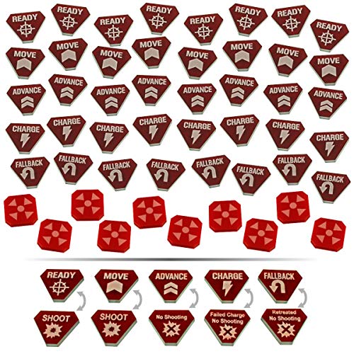 LITKO Combat Token Set Compatible WH:KT, Translucent Red & Red (50)