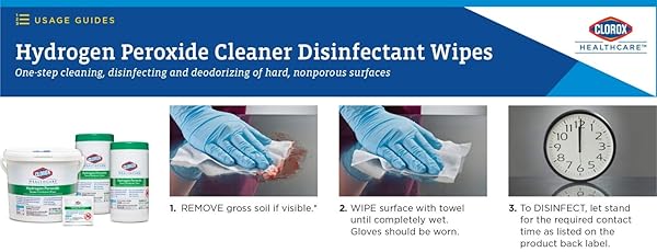 CLOROX HEALTHCARE HYDROGEN PEROXIDE CLEANER DISINFECTANT WIPES, 6.75″ X 9″, 95 COUNT (PACKAGE MAY VARY)