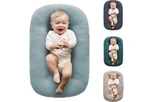 Loevin Baby Lounger for Newborn,Baby Nest for Newborn Soft Cotton Breathable for Playtime & Relaxation,Flat Babies Essentials Gifts Newborn Lounger for Boys & Girls 0-12 Months(Misty Blue)