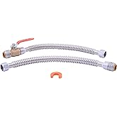 SharkBite Max 3/4 Inch x 3/4 Inch FIP x 18 In. Corrugated Water Heater Connection Kit, Push-to-Connect Brass Plumbing Fitting