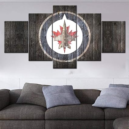 Abstract Canvas Wall Art White And Red Wood Vintage Painting