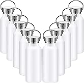 10 Pack 17oz Reusable Stainless Steel Water Bottle Bulk Double Wall Insulated Sports Water Bottle with Handle and Vacuum Seal Leakproof Lid for Sports Cyclists Hiking Gym Camping Gift(White,17 oz)