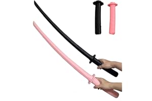 AMARONE 3D Printed Gravity Retractable Samurai Sword Model Toys, Plastic 3D Print Retractable Sword, Telescopic Katana Toy, Creative Decompression Super Healing Tricky Toy, 2pcs (Color : Black+Pink)