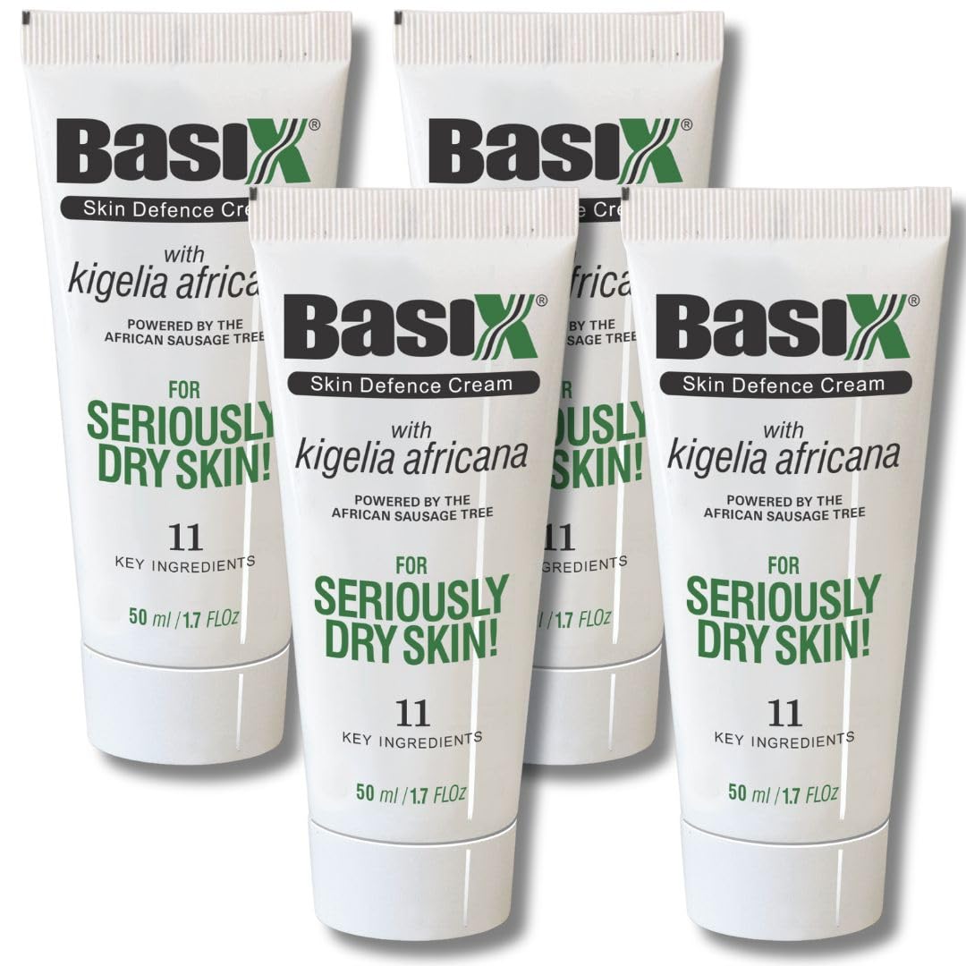 Basix Skin Defence Cream (4 Pack) Moisturising Repair Cream for Seriously Dry Skin with Kigelia Africana - suitable for Eczema, Psoriasis and Dermititis