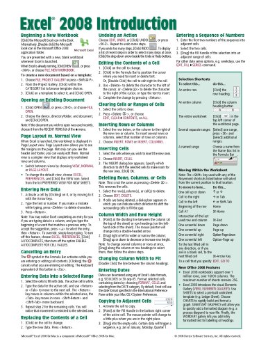 Excel 2008 for Mac: Introduction Quick Reference Guide (Cheat Sheet of Instructions, Tips & Shortcuts - Laminated Cards)