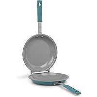 GOTHAM STEEL Nonstick Easy to Flip Fluffy, Perfect Omelets Pancake Pan, Double, Ocean Blue