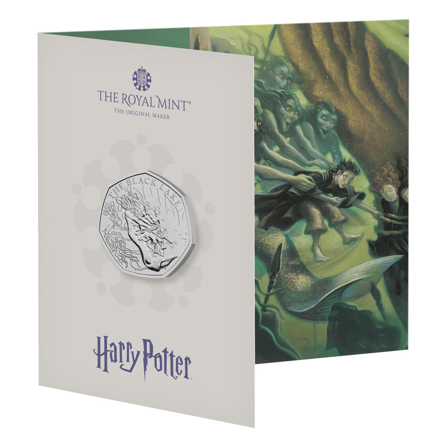 The Royal Mint - Harry Potter Black Lake 2024 UK 50p Brilliant Uncirculated Coin, Celebrating an Iconic Scene From The Story in Decorative & Collectable Fold-Out Packaging