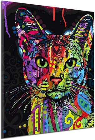 Peinture à Lhuile Dessin Animé Chat Peinture Toile Art