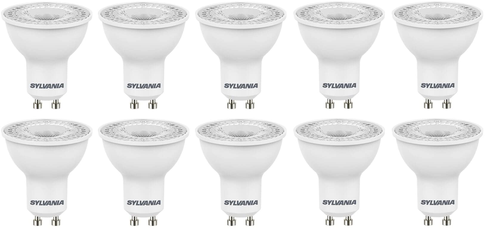 Sylvania GU10 LED Light Bulbs – 5W (50W Equivalent), 345 Lumen, Warm White (3000K) – Glass Lens Finish, Energy Efficient Spotlights – 10 Pack