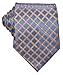 Geotae Zerun New Classic Striped Check Paisley JACQUARD WOVEN Silk Men's Tie Necktie (Check Blue/Gold)