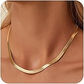 Jewlpire Silver/18K Gold Plated Herringbone Necklace for Women, 3mm 4mm 5mm Necklace for Women, Flat Snake Chain Necklaces, Fashion Women's Chain Necklaces 16 18 20 22 24 Inch