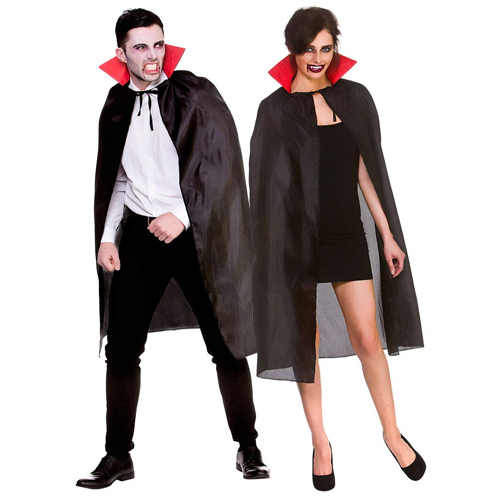 Wicked Costumes Adult Vampire Cape with Black/Red Collar Fancy Dress Accessory
