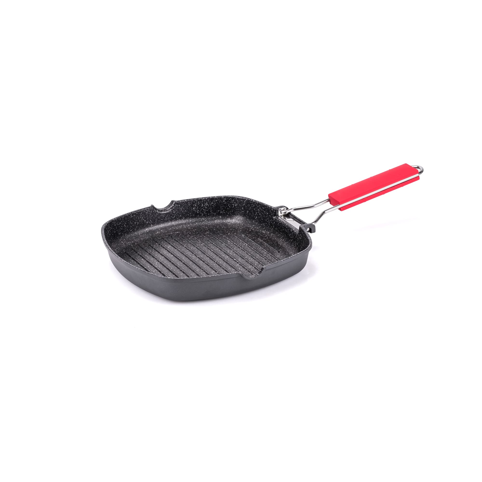 Moneta Grill Pan 24 x 24 cm Pro Grill with Folding Handle Also for Induction Non-Stick