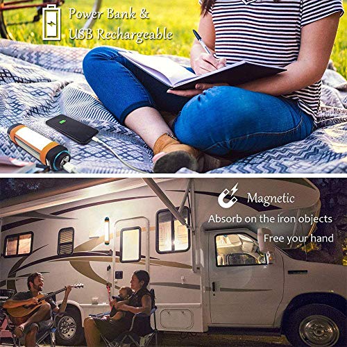 Topfit Camping Lantern LED Light,Multifunctional Waterproof Magnetic Lamp,USB Rechargeable Handheld Lamp for Backpacking Hiking Fishing Garage Home Security