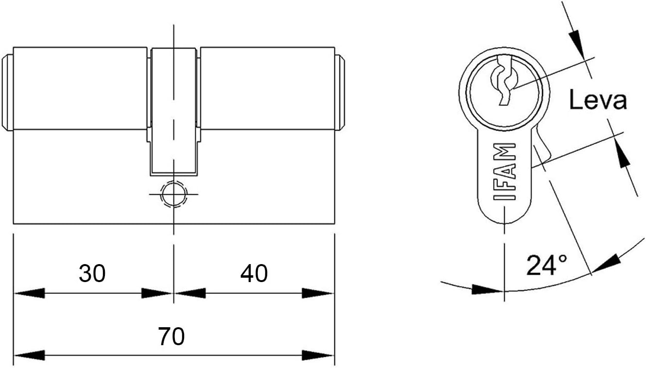 IFAM 031610 Door Cylinder, Nickel, 30.40 (70 mm), 30 / 40 (70 mm) - Image 4