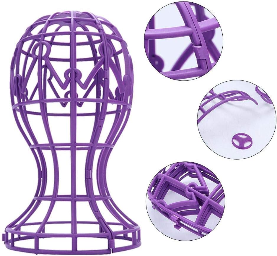 Wig Display Stand ABS Foldable Wig Display Support Stand Professional Holder Folding Wig Air Dry for All wigs and Hats(Purple) - Image 3