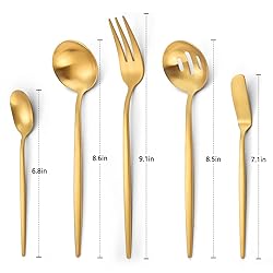 VANVRO Matte Gold Serving Silverware Set, 5-Piece