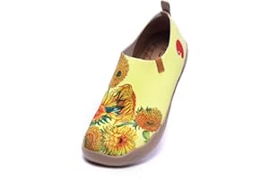 UIN Women's Slip On Sneakers Casual Loafers Knitted Art Painted Comfort Soft Walking Shoes