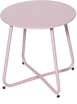 Amazon Com Grand Live Steel Small Round Bistro Side Table Outdoor Indoor Ottoman Tray Side Table Snack Table Patio Coffee Table Anti Rusty Pink Purple Furniture Decor