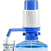 Manual Water Dispenser for 5 Gallon Bottle - Hand Press 5 Gallon Water Dispenser, Secure Fit on Crown Top Jugs - Adjustable Tube Length, Protective Spout Cap, Cleaning Brush, BPA-Free Food Grade