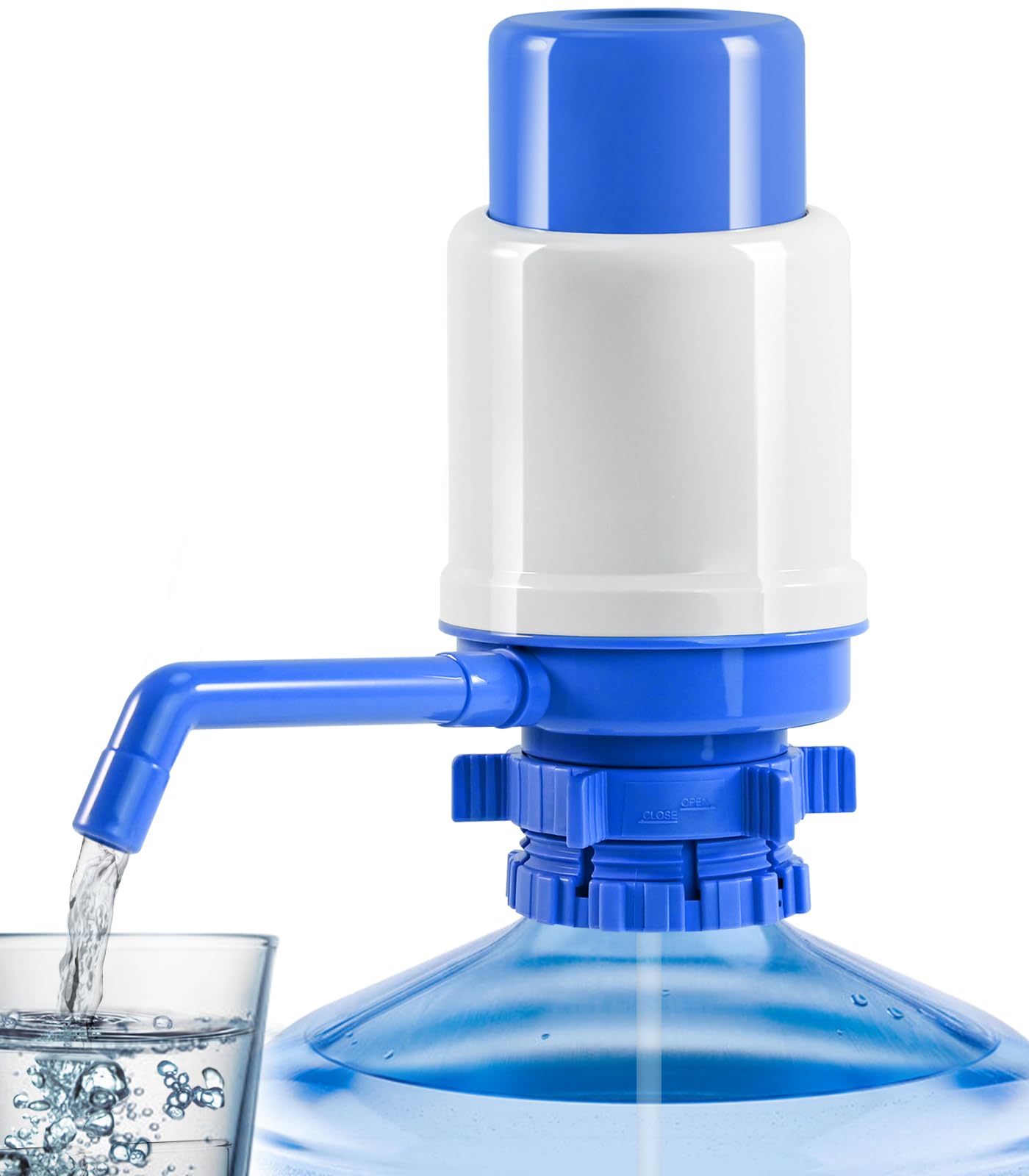 Photo 1 of Manual Water Dispenser for 5 Gallon Bottle - Hand Press 5 Gallon Water Dispenser, Secure Fit on Crown Top Jugs - Adjustable Tube Length, Protective Spout Cap, Cleaning Brush, BPA-Free Food Grade