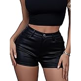 winkbay Women's Faux Leather Shorts Y2k High Waisted Mini Stretchy Party Club Streetwear Shorts with Pockets