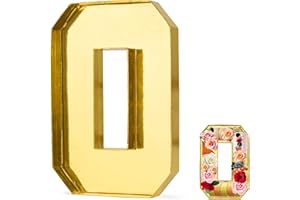 CARDOBIR 10" Cardboard Number,Paper Mache Numbers,Cardboard Numbers For Charcuterie,Decorative Gift Box Number Tray For Food(0,gold)